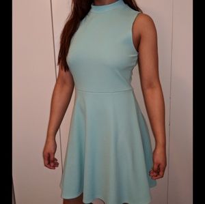 Turquoise high neckline dress